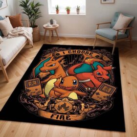 Tapis Pokémon – Salamèche, Reptincel et Dracaufeu – Type Feu