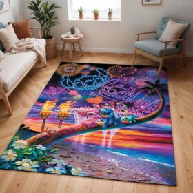 Tapis Disney – Stitch et Angel – Bisou, amour et feu d’artifice