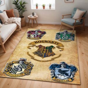 Tapis Harry Potter – École de Poudlard & Quatre maisons