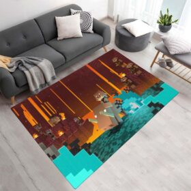 Tapis Minecraft – Personnage dans le biome du Nether avec cochons zombies