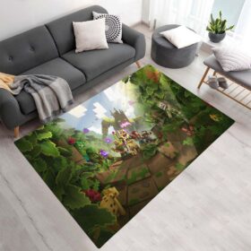 Tapis Minecraft – Personnages dans le biome forestier (chêne, bouleau)