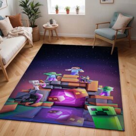 Tapis Minecraft – Biome du Nether, Steve contre les ennemis