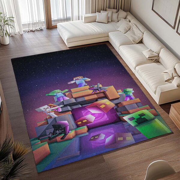 Tapis Minecraft – Biome du Nether, Steve contre les ennemis – Image 2