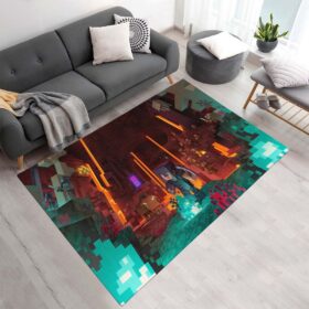 Tapis Minecraft – Biome du Nether corrompu avec cochons zombies et netherrack