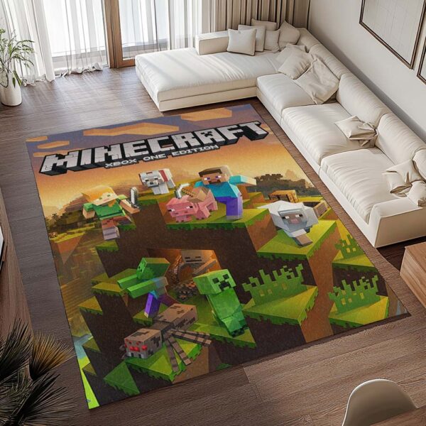 Tapis Minecraft – Steve et Alex dans le biome savane avec tous les personnages – Image 2