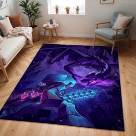 Tapis Minecraft – Steve combat Enderman et Ender Dragon