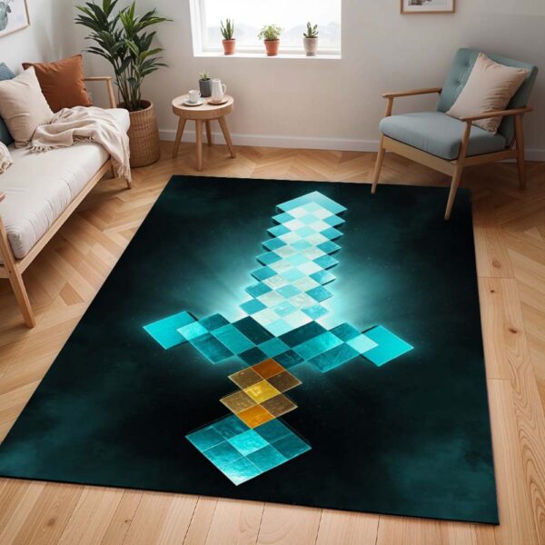 Tapis Minecraft – Steve avec épée en diamant