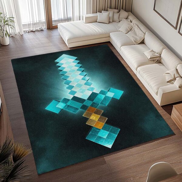 Tapis Minecraft – Steve avec épée en diamant – Image 2