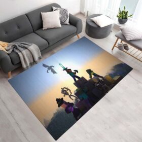 Tapis Minecraft – Steve dans l’End combat les ennemis