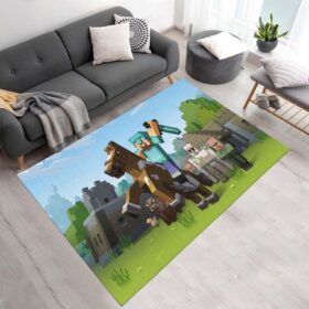 Tapis Minecraft – Steve chevauche Herobrine avec une épée