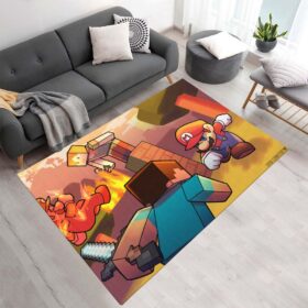 Tapis Minecraft – Steve contre Mario en duel