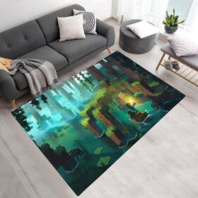 Tapis Minecraft – Scène de rivière en forêt