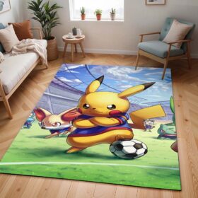 Tapis Pikachu joue au football