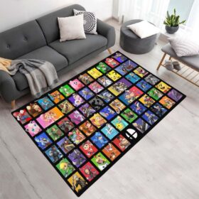 Tapis Pokémon – Pikachu et tous les personnages du jeu Nintendo