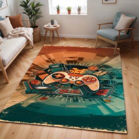 Tapis Vintage rétro – Manette de jeu