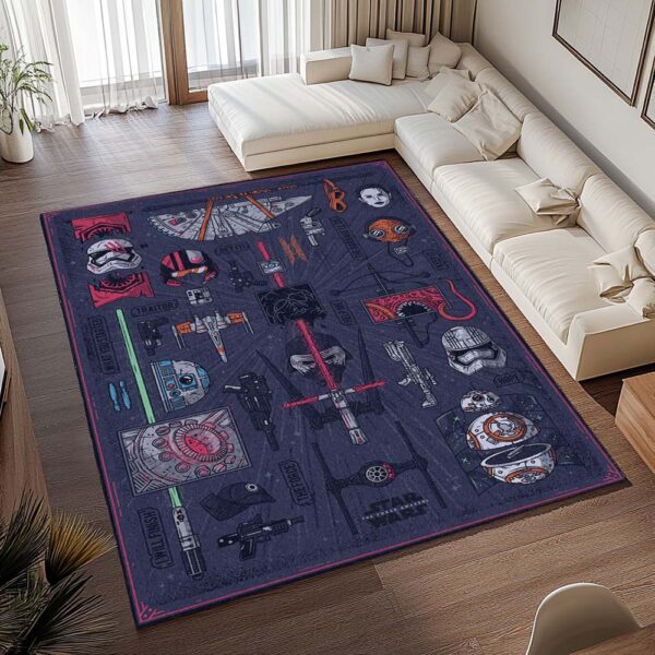 Tapis Star Wars – Faucon, vaisseau spatial, robot et casque – Image 2
