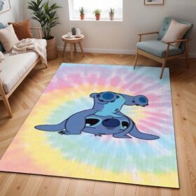 Tapis Stitch – Fond coloré