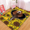 Tapis Basset Hound Sunflower Zipper Rug Carpet Rug Home Room Decor