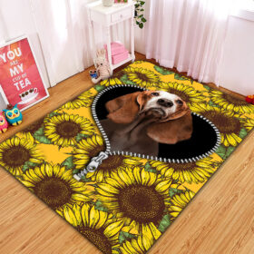 Tapis Basset Hound Sunflower Zipper Rug Carpet Rug Home Room Decor