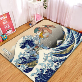 Tapis Blastoise Charizard The Great Wave Japan Pokemon Carpet Rug Home Room Decor