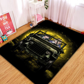 Tapis Chainsaw Man Ride Jeep Funny Anime Moonlight Halloween Rug Carpet Rug Home Room Decor