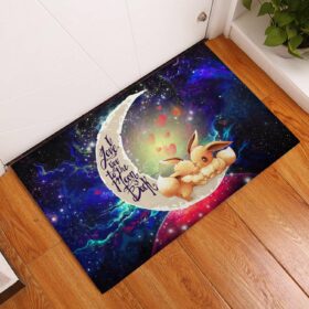 Tapis Cute Eevee Pokemon Couple Love You To The Moon Galaxy Back Doormat Home Decor