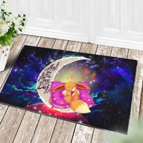 Tapis Cute Eevee Pokemon Sleep Night Love You To The Moon Galaxy Doormat Home Decor