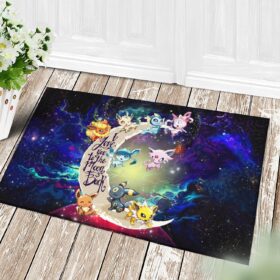 Tapis Eevee Evolution Pokemon Love You To The Moon Galaxy Back Doormat Home Decor