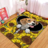 Tapis Lovely Beagle Sunflower Zipper Rug Carpet Rug Home Room Decor