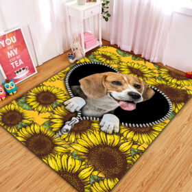 Tapis Lovely Beagle Sunflower Zipper Rug Carpet Rug Home Room Decor