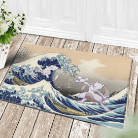 Tapis Mewtwo Vs Mew Pokemon The Great Wave Japan Doormat Home Decor