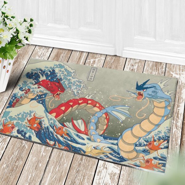 Tapis Red Vs Blue Gyarados Pokemon The Great Wave Japan Doormat Home Decor