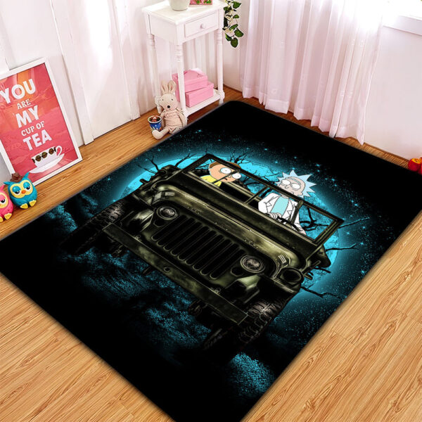 Tapis Rick And Morty Ride Jeep Funny Anime Moonlight Rug Carpet Rug Home Room Decor