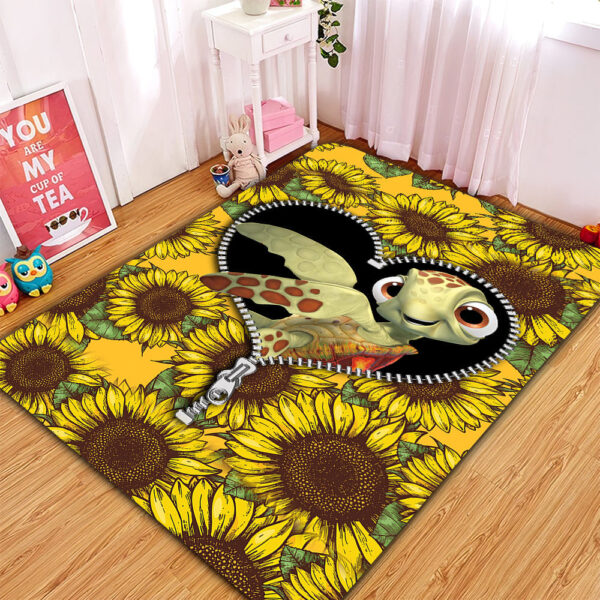 Tapis Turtle Sunflower Zipper Rug Carpet Rug Home Room Decor