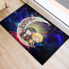 Tapis Zenitsu And Nezuko Chibi Demon Slayer Love You To The Moon Galaxy Back Doormat Home Decor