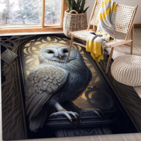 Tapis White Owl Carpet Rug Home Room Decor