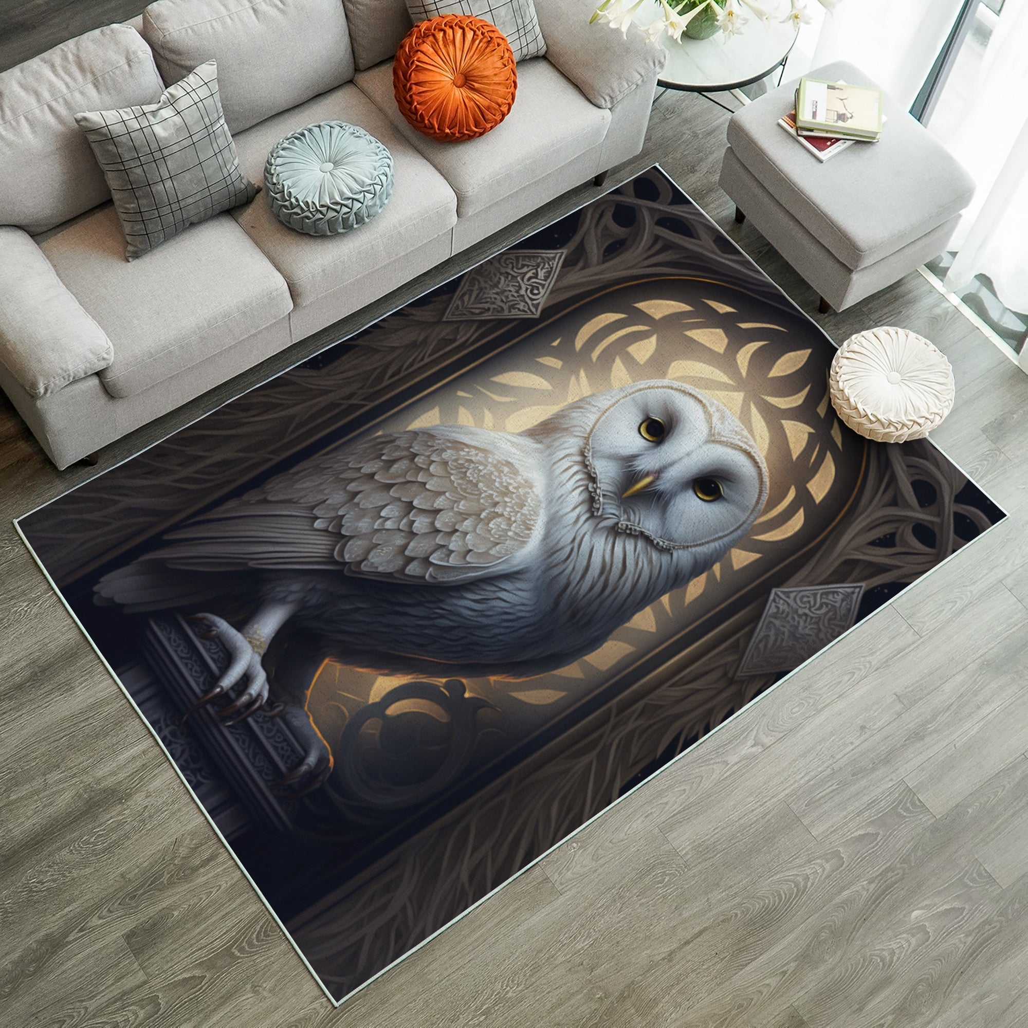 Tapis White Owl Carpet Rug Home Room Decor – Image 3