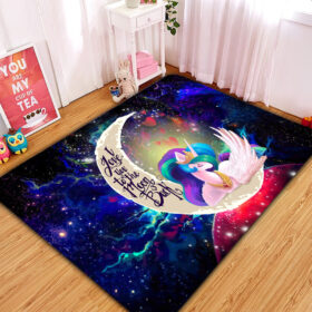 Tapis Beauty Unicorn Dog Love You To The Moon Galaxy Rug Carpet Rug Home Room Decor