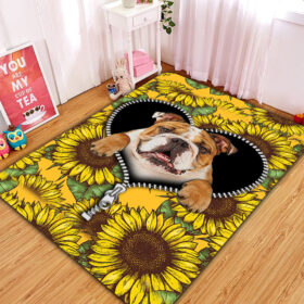 Tapis Bulldog Sunflower Zipper Rug Carpet Rug Home Room Decor