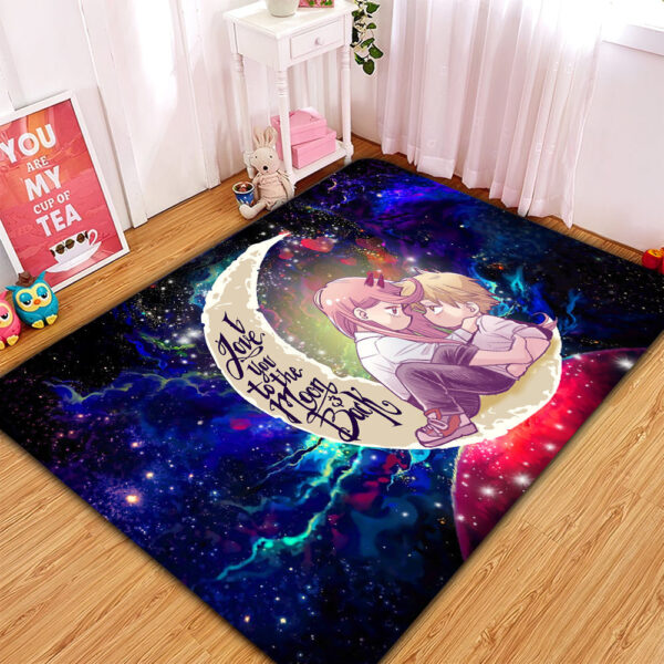 Tapis Chainsaw Man Denji x Power Love You To The Moon Galaxy Rug Carpet Rug Home Room Decor