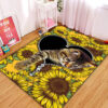 Tapis Cute Cat Sunflower Zipper Rug Carpet Rug Home Room Decor