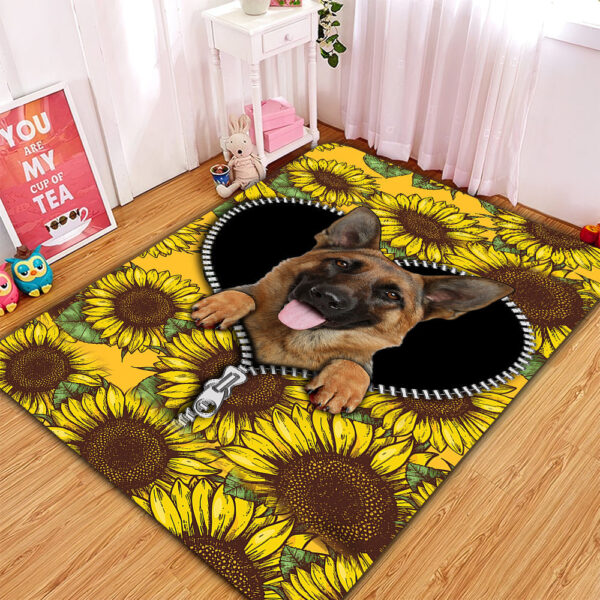 Tapis German Shepherd Sunflower Zipper Rug Carpet Rug Home Room Decor