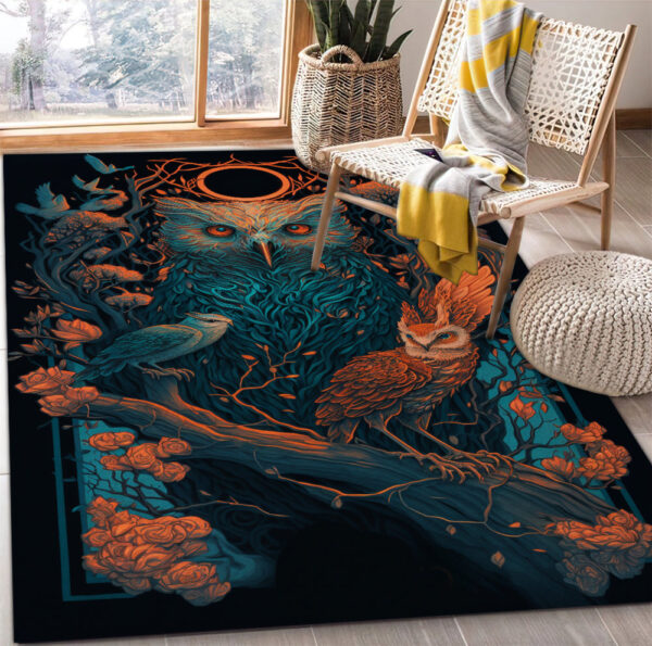 Tapis Heart Magical Forest Owls 1 Carpet Rug Home Room Decor