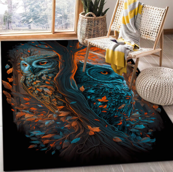Tapis Heart Magical Forest Owls Carpet Rug Home Room Decor