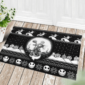 Tapis Nightmare Christmas Jack Skellington Black White Doormat Home Decor