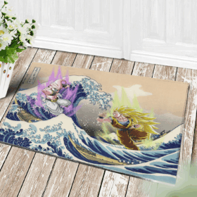 Tapis Kid Buu Vs Goku Dragon Ball The Great Wave Japan Doormat Home Decor