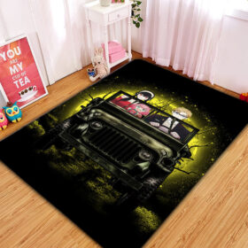 Tapis Spy x Family Yor And Anya Ride Jeep Funny Anime Moonlight Rug Carpet Rug Home Room Decor