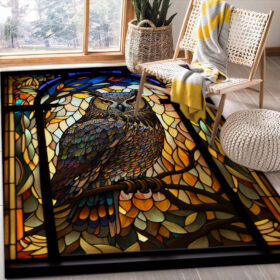 Tapis Owl Stained Glass Carpet Rug Home Room Decor