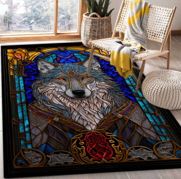 Tapis Wolf Gothic Glass Carpet Rug Home Room Decor