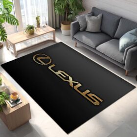 Tapis Car Lexus Golden Logo Black Background